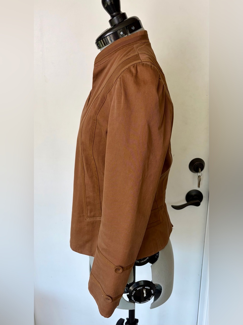 Marc Jacobs Vintage Cognac Button-Front Jacket, Grosgrain trim, 6 (smaller), EUC - Picture 6 of 12